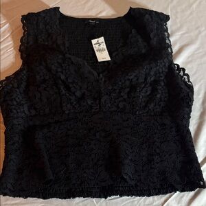 Express Elegant Black Smocked Blouse